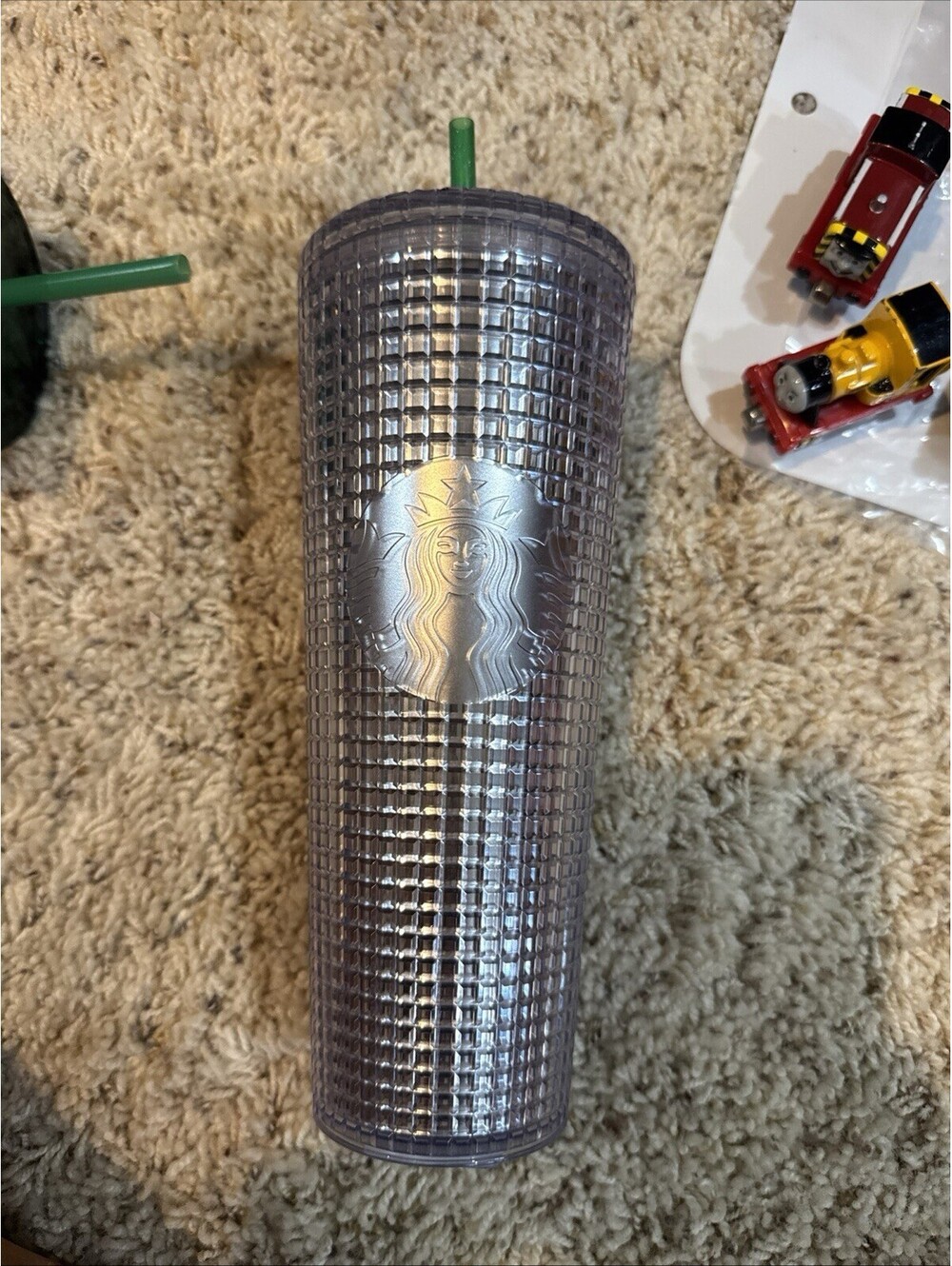 Starbucks Silver Disco Grid Venti 24oz Acrylic Venti Cup